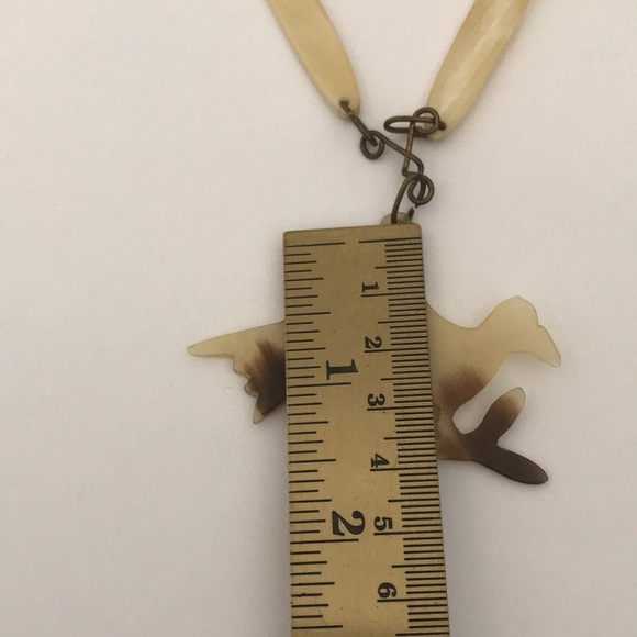 Vintage handmade Horn Bone Necklace/ Bird Pendant - Picture 8 of 8